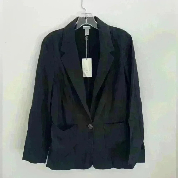 A New day Women's Blazer Long sleeve Relaxed Fit Front Button Black Size S - Picture 2 of 5